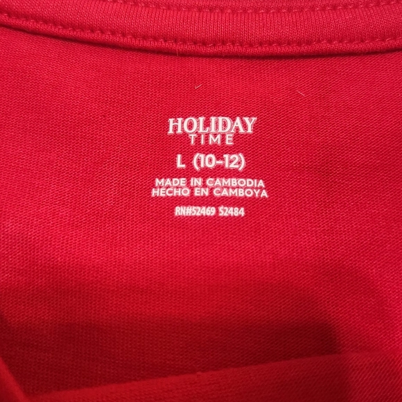 Holiday Time Red Reindeer Long Sleeve Tee Girls Size 10/12 - Picture 2 of 5